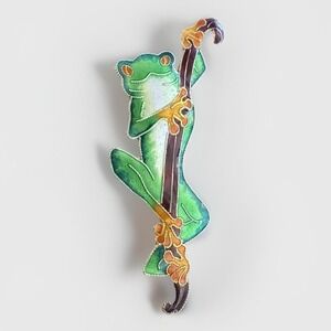 Zarah Sterling Silver & Enamel Frog Pin
